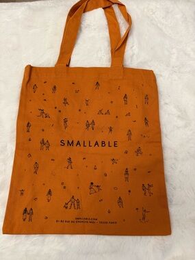 Smallable Orange Organic Cotton Canvas Tote Bag Paris Graphic Print NWOT